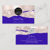 Carte De Visite Logo professionnel QR Code Coiffeur maquillage ble (Devant / Derrière)