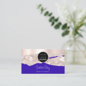 Carte De Visite Logo professionnel QR Code Coiffeur maquillage ble (Debout devant)