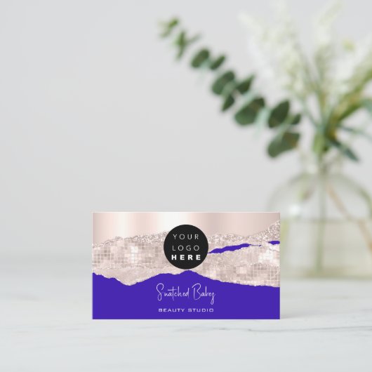 Carte De Visite Logo professionnel QR Code Coiffeur maquillage ble (Debout devant)