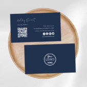 Carte De Visite Logo professionnel Qr Code Marine moderne bleu