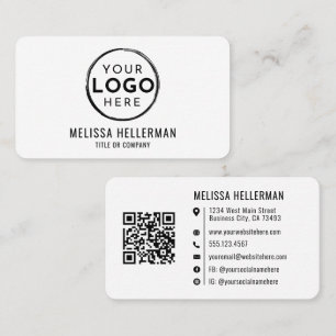 Carte De Visite Logo professionnel QR Code minimaliste moderne