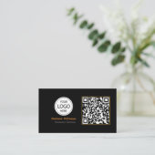 Carte De Visite Logo professionnel QR Code, Moderne | Black Monogr (Debout devant)
