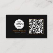 Carte De Visite Logo professionnel QR Code, Moderne | Black Monogr (Devant)