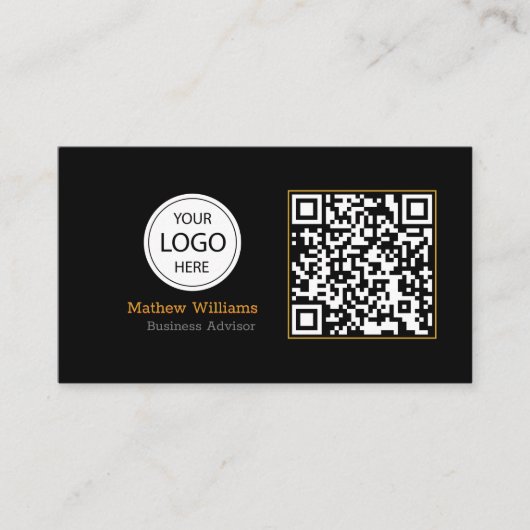 Carte De Visite Logo professionnel QR Code, Moderne | Black Monogr (Devant)