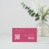 Carte De Visite Logo professionnel Qr Code Moderne Hot Rose (Debout devant)