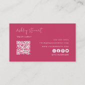 Carte De Visite Logo professionnel Qr Code Moderne Hot Rose (Devant)