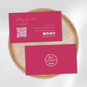 Carte De Visite Logo professionnel Qr Code Moderne Hot Rose