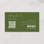Carte De Visite Logo professionnel Qr Code Moderne Moss Green (Devant)