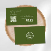 Carte De Visite Logo professionnel Qr Code Moderne Moss Green