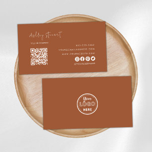 Carte De Visite Logo professionnel Qr Code Moderne Terracotta