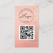 Carte De Visite Logo professionnel Rose Gold QR Code (Devant)