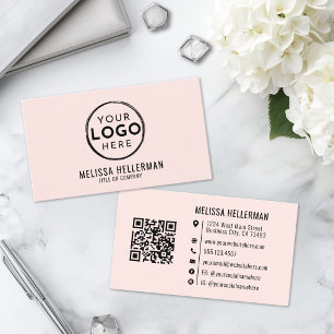 Carte De Visite Logo Professionnel Rose Minimaliste Moderne