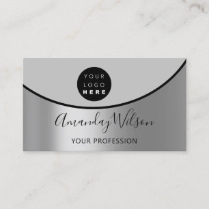 Carte De Visite Logo professionnel Silver Grey Steel Metal Élégant