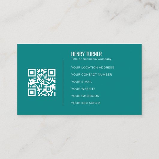 Carte De Visite Logo professionnel simple Code QR Turquoise Compan (Dos)