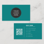 Carte De Visite Logo professionnel simple Code QR Turquoise Compan (Devant / Derrière)