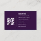 Carte De Visite Logo professionnel simple de minuit violet Code QR (Dos)