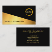 Carte De Visite Logo professionnel simple en or noir (Devant / Derrière)