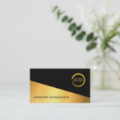 Carte De Visite Logo professionnel simple en or noir (Debout devant)