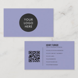 Carte De Visite Logo professionnel simple QR Code Lavender Company