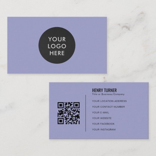 Carte De Visite Logo professionnel simple QR Code Lavender Company (Devant / Derrière)