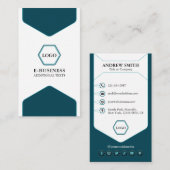 Carte De Visite Logo professionnel Turquoise moderne Icônes social (Devant / Derrière)