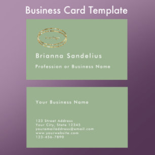 Carte De Visite Logo Professionnel Vert Sauge Minimaliste Moderne