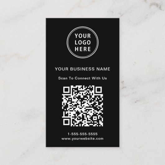 Carte De Visite Logo promotionnel moderne QR Code noir (Devant)