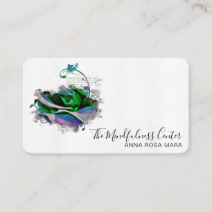 Carte De Visite *~* Logo QR Blue Rose Floral Flower