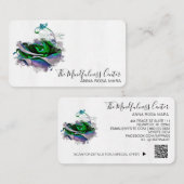 Carte De Visite *~* Logo QR Blue Rose Floral Flower (Devant / Derrière)