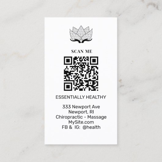 Carte De Visite *~* Logo QR Chiropractor Chiropratique Spa Photo (Dos)