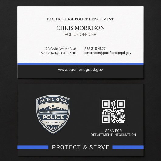 Carte De Visite Logo QR Code de l'agent de police de l'ordre publi