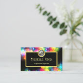 Carte De Visite Logo QR Code doré abstrait couleur audacieuse (Debout devant)