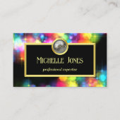 Carte De Visite Logo QR Code doré abstrait couleur audacieuse (Devant)