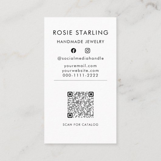 Carte De Visite Logo QR Code Light Blue Professional Vertical (Dos)