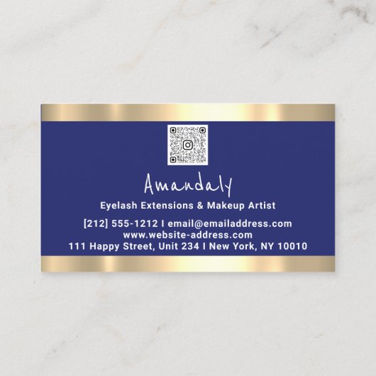Carte De Visite Logo QR CODE Logo Gold Blue Navy Professional (Dos)