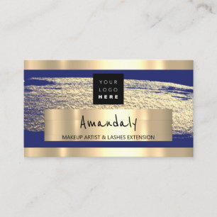 Carte De Visite Logo QR CODE Logo Gold Blue Navy Professional