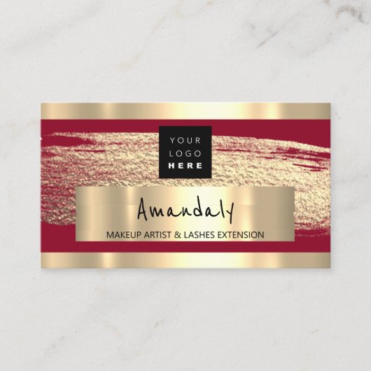 Carte De Visite Logo QR CODE Logo Gold Paint Burgundy (Devant)