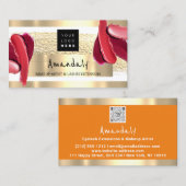 Carte De Visite Logo QR CODE Logo Gold Pink Strokes maquillage Art (Devant / Derrière)