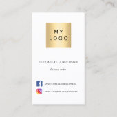 Carte De Visite Logo Qr code médias sociaux blanc noir (Devant)