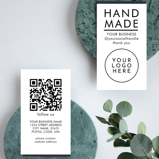 Carte De Visite Logo QR Code minimaliste moderne fait main tout-en