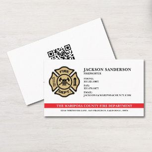 Carte De Visite Logo QR Code personnalisé pour sapeur-pompier de s