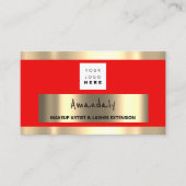 Carte De Visite Logo QR CODE personnalisé Red Gold (Devant)