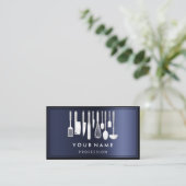 Carte De Visite Logo QR CODE Personnalisé Restaurant Cuisine Chef  (Debout devant)