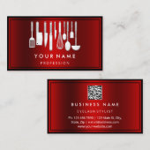 Carte De Visite Logo QR CODE Personnalisé Restaurant Cuisine Chef  (Devant / Derrière)