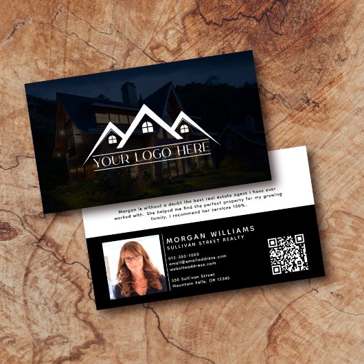 Carte De Visite Logo QR Code photo Agent immobilier