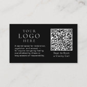 Carte De Visite Logo QR Code Photo Coach Minimal Noir Blanc (Dos)