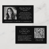 Carte De Visite Logo QR Code Photo Coach Minimal Noir Blanc (Devant / Derrière)