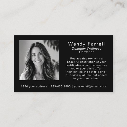 Carte De Visite Logo QR Code Photo Coach Minimal Noir Blanc (Devant)