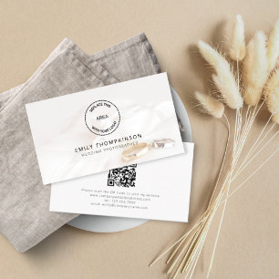 Carte De Visite Logo QR Code Photo Overlay Photographe Mariage