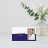 Carte De Visite Logo QR CODE Portrait photo professionnel NAVY (Debout devant)